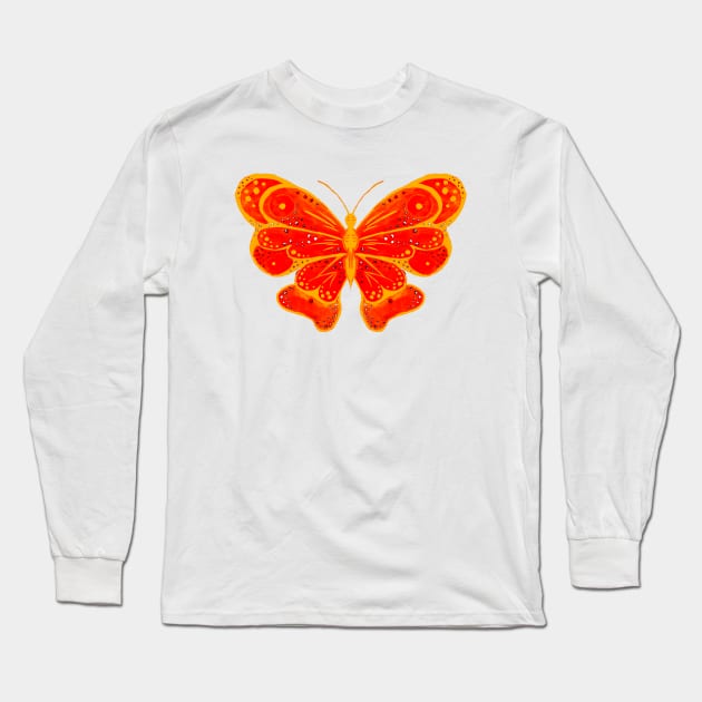 White shirt with orange butterfly on sale